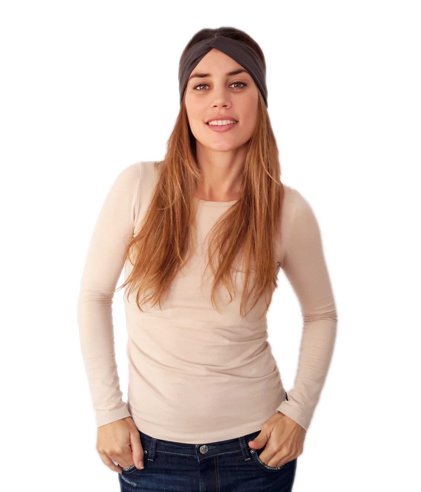 Cinta de Pelo Elástica con Nudo · Castaño