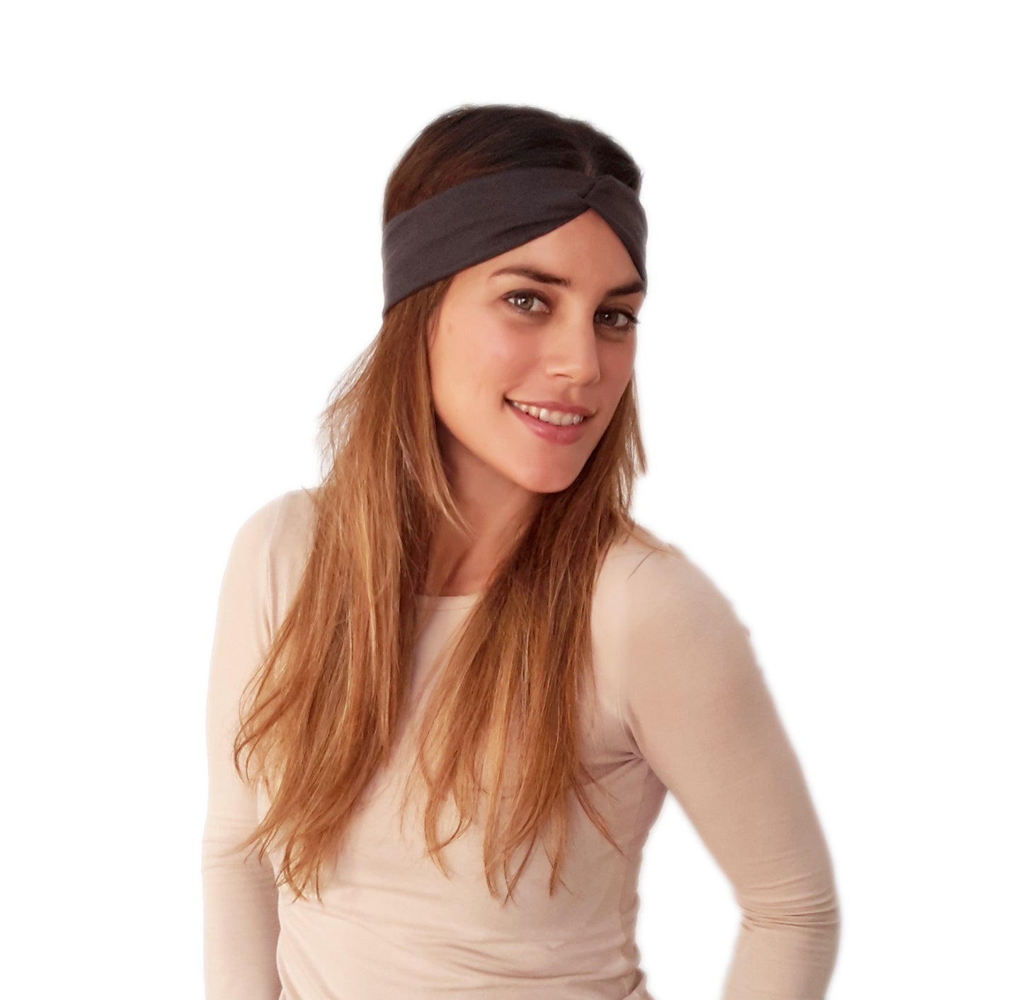 Cinta de Pelo Elástica con Nudo · Castaño