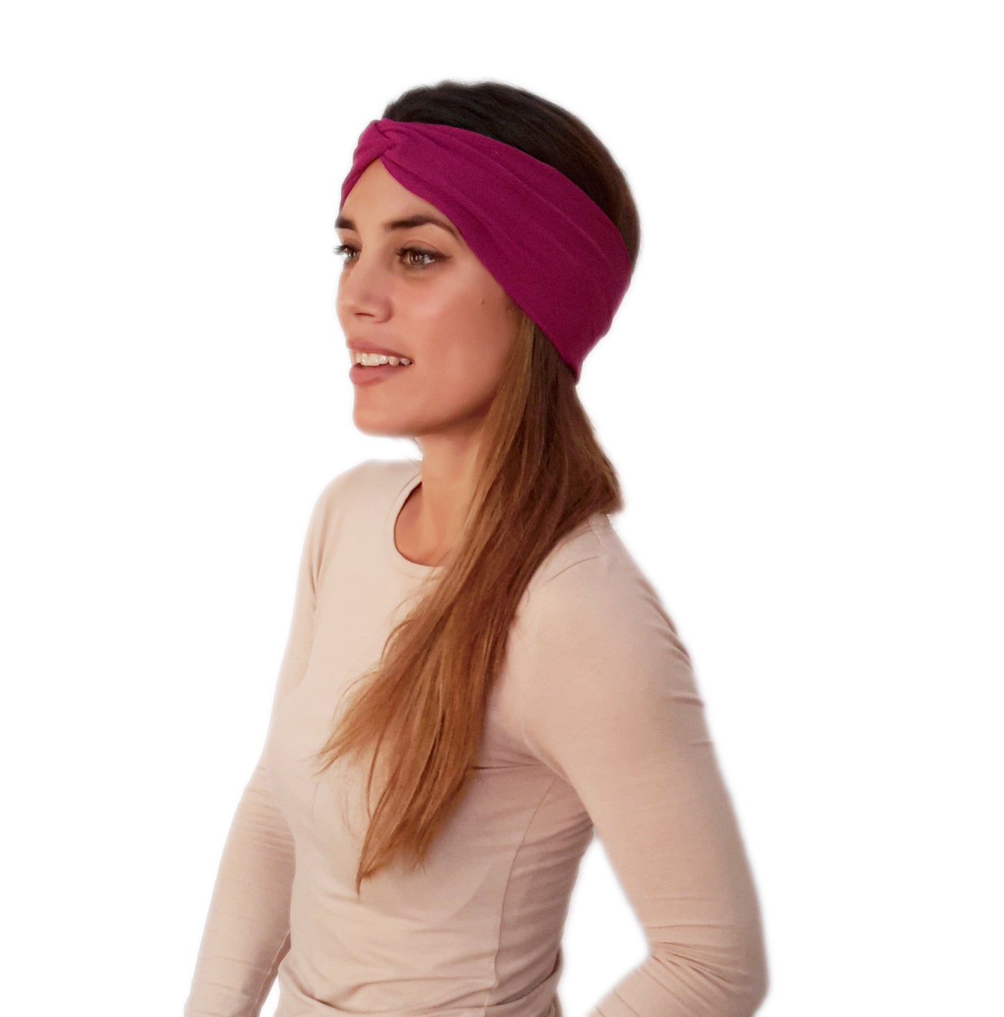 Cinta de Pelo Elástica con Nudo · Fucsia