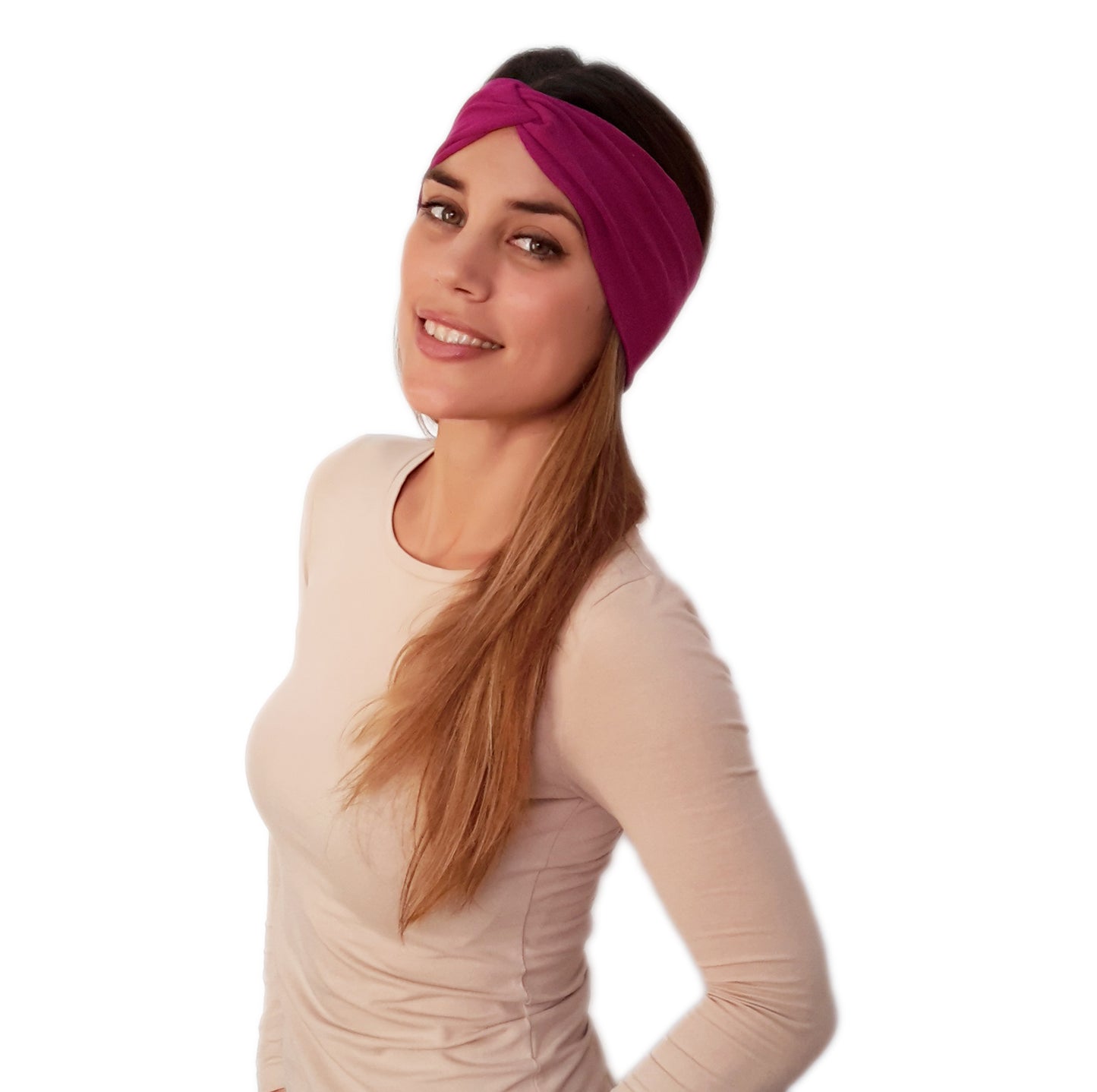 Cinta de Pelo Elástica con Nudo · Fucsia