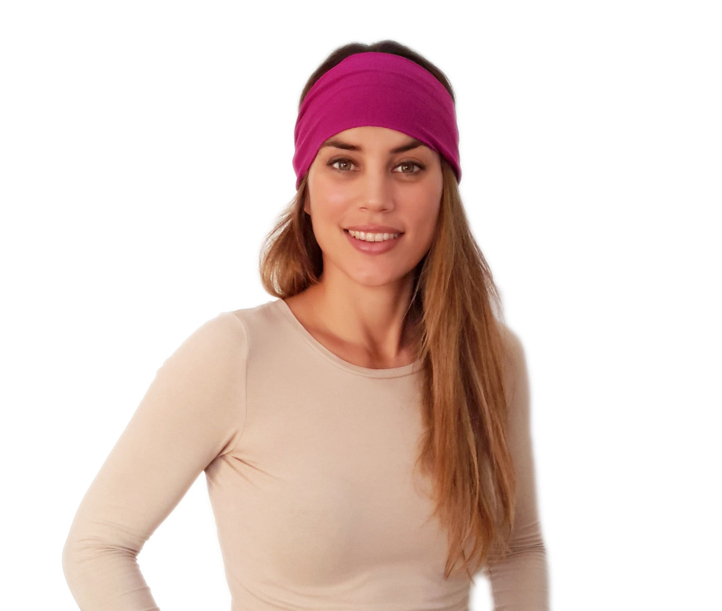 Cinta de Pelo Elástica con Nudo · Fucsia