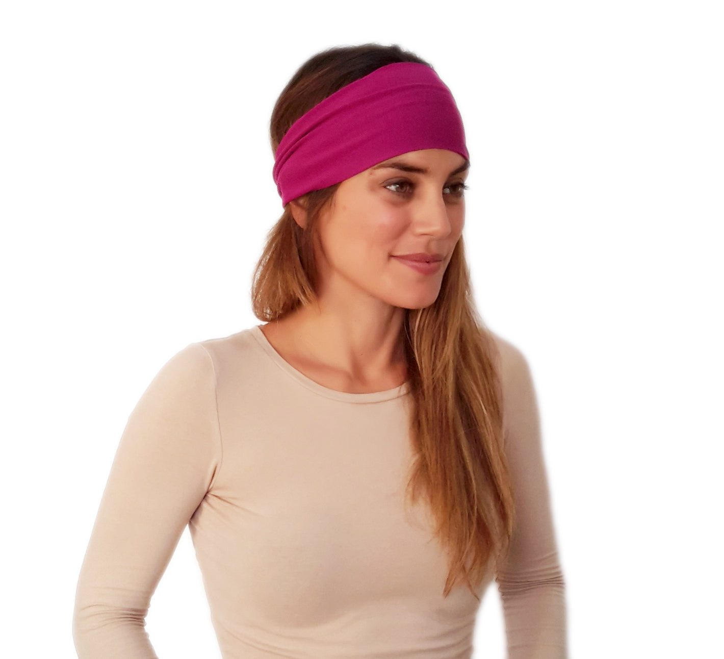 Cinta de Pelo Elástica con Nudo · Fucsia