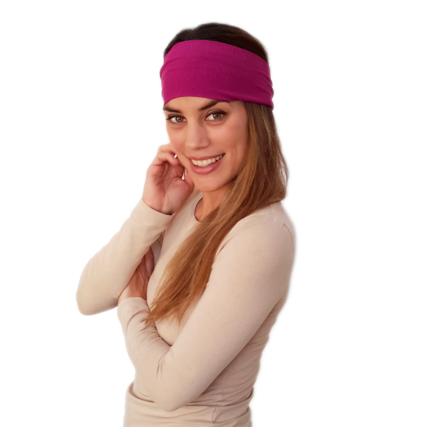 Cinta de Pelo Elástica con Nudo · Fucsia