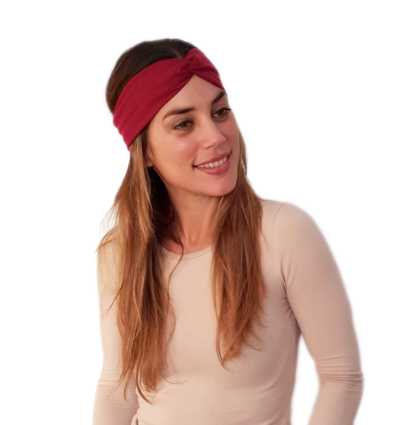 Cinta de Pelo Elástica con Nudo · Burdeos