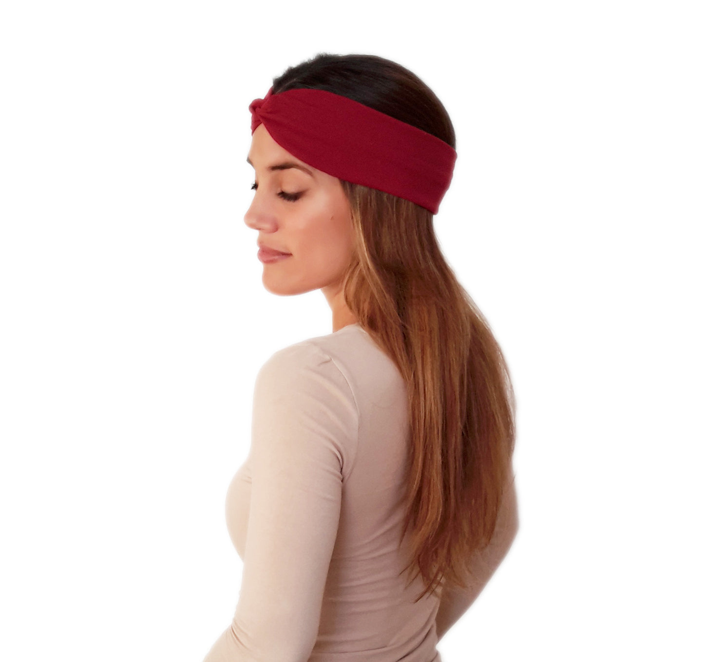 Cinta de Pelo Elástica con Nudo · Burdeos