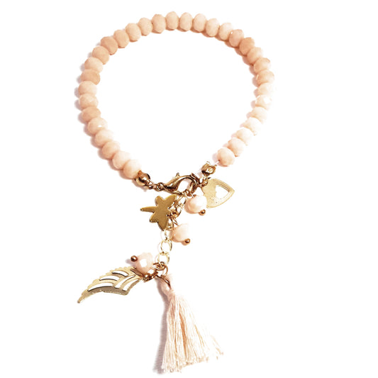 Pulsera Cuentas de Cristales facetados · Nude (última unidad!)