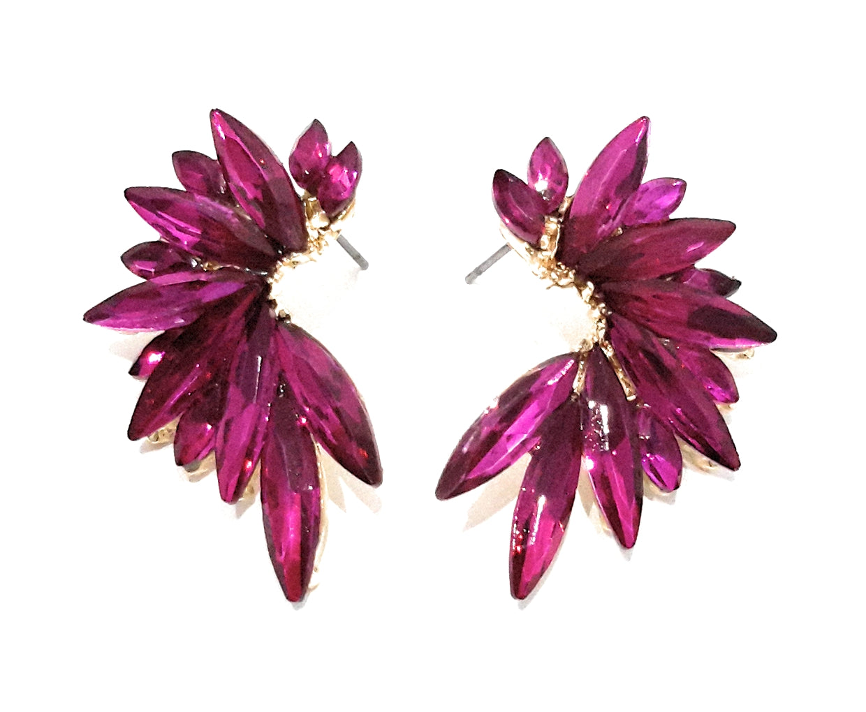 Pendientes Cristales Brillantes · Fucsia, Oro