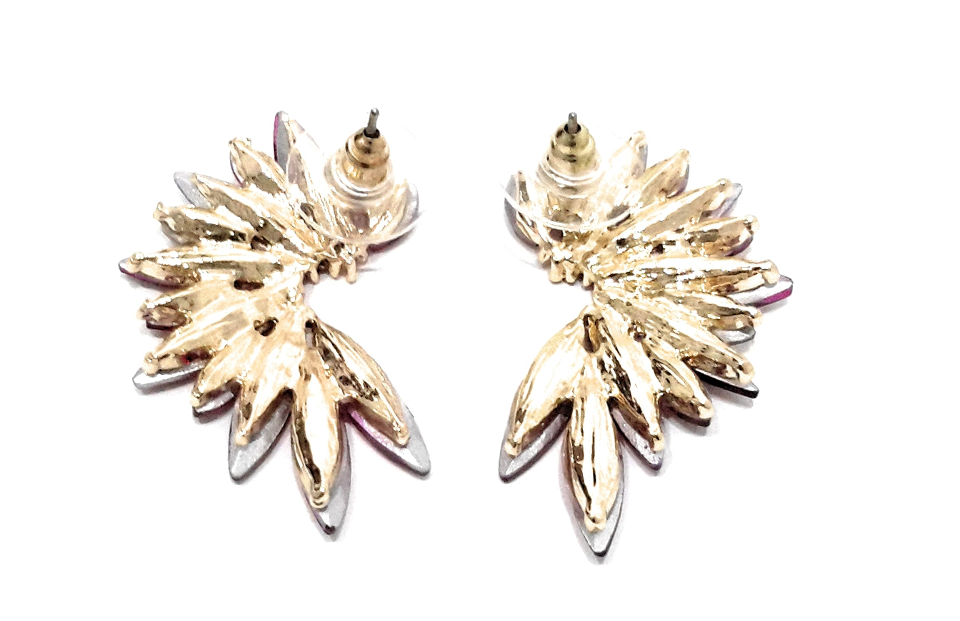 Pendientes Cristales Brillantes · Fucsia, Oro