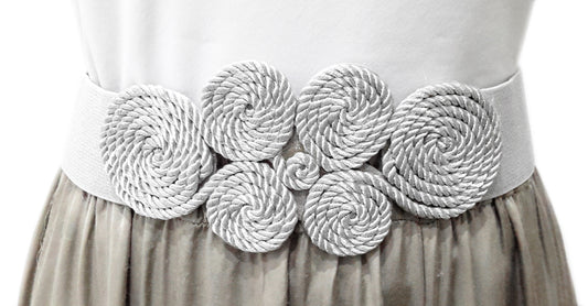 Cinturón Elástico Cordón de Seda · Plateado