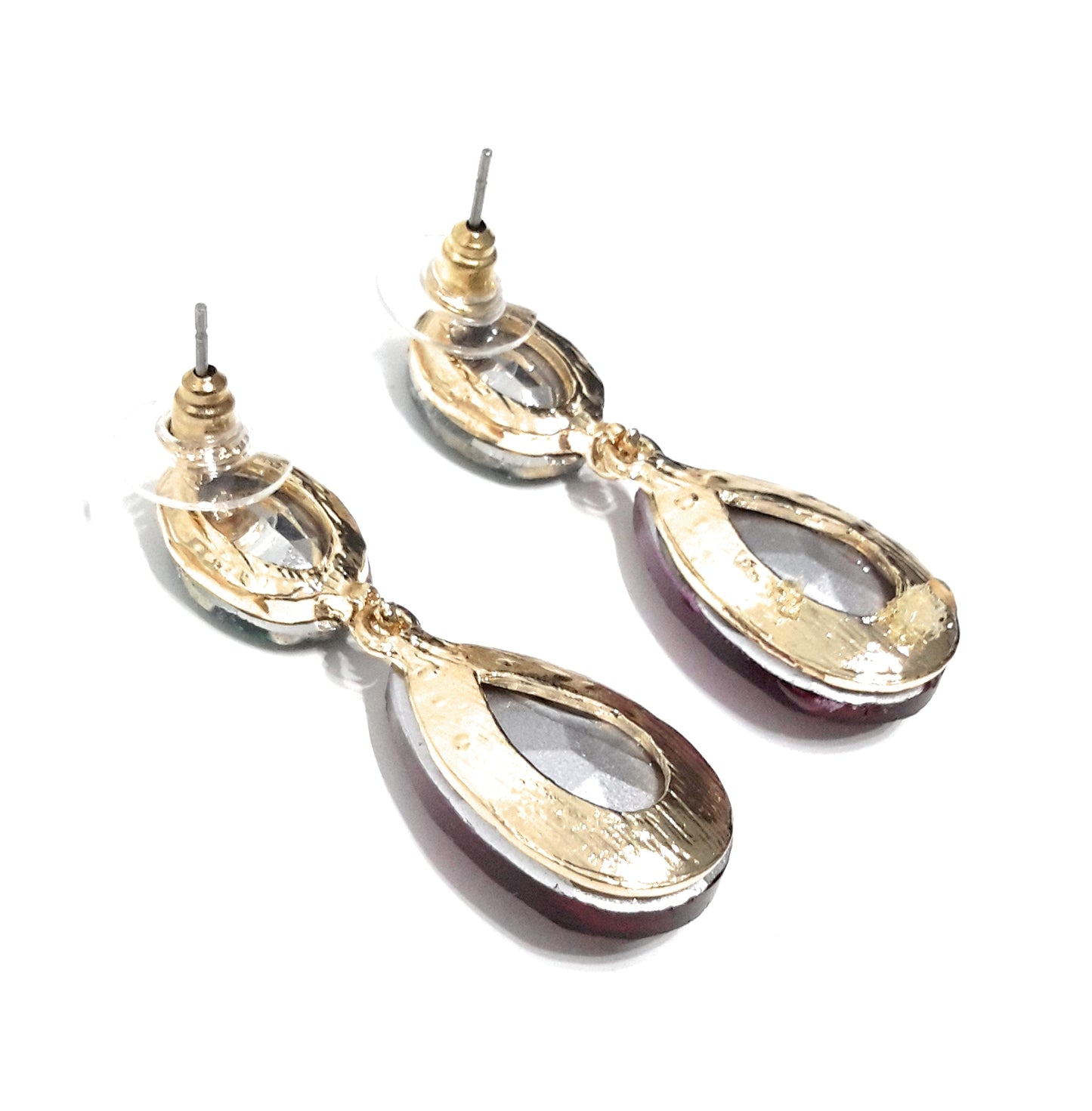 Pendientes Cristales Brillantes Lágrima · Azul Fucsia