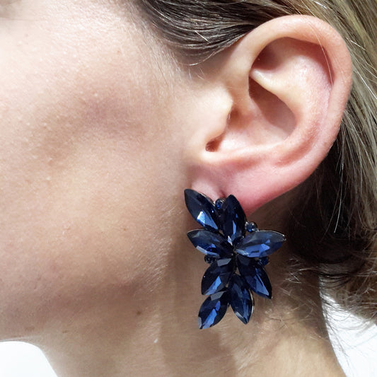 Pendientes Espectaculares Florales · Cristales Marino, Platino