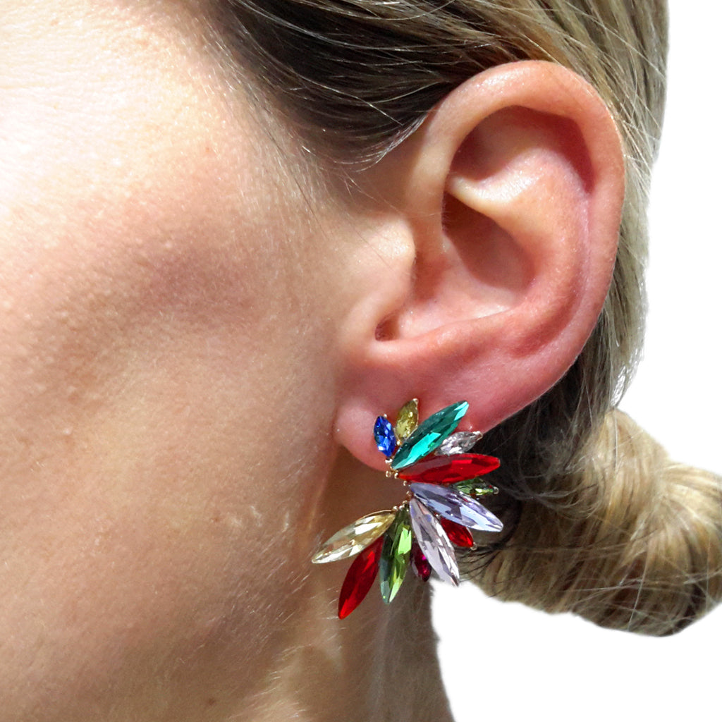 Pendientes Cristales Brillantes · Multicolor, Oro