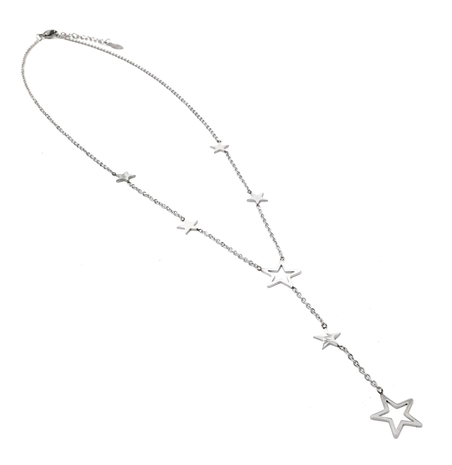 Gargantilla Forma Y · Plateado Estrellas