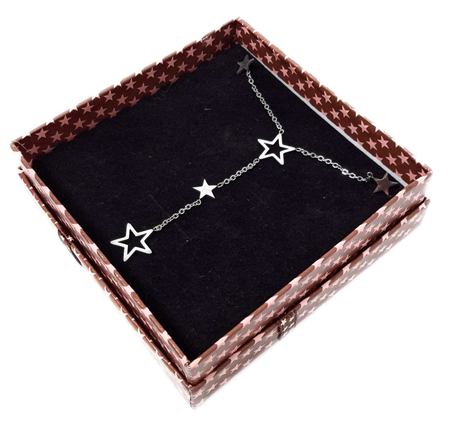 Gargantilla Forma Y · Plateado Estrellas