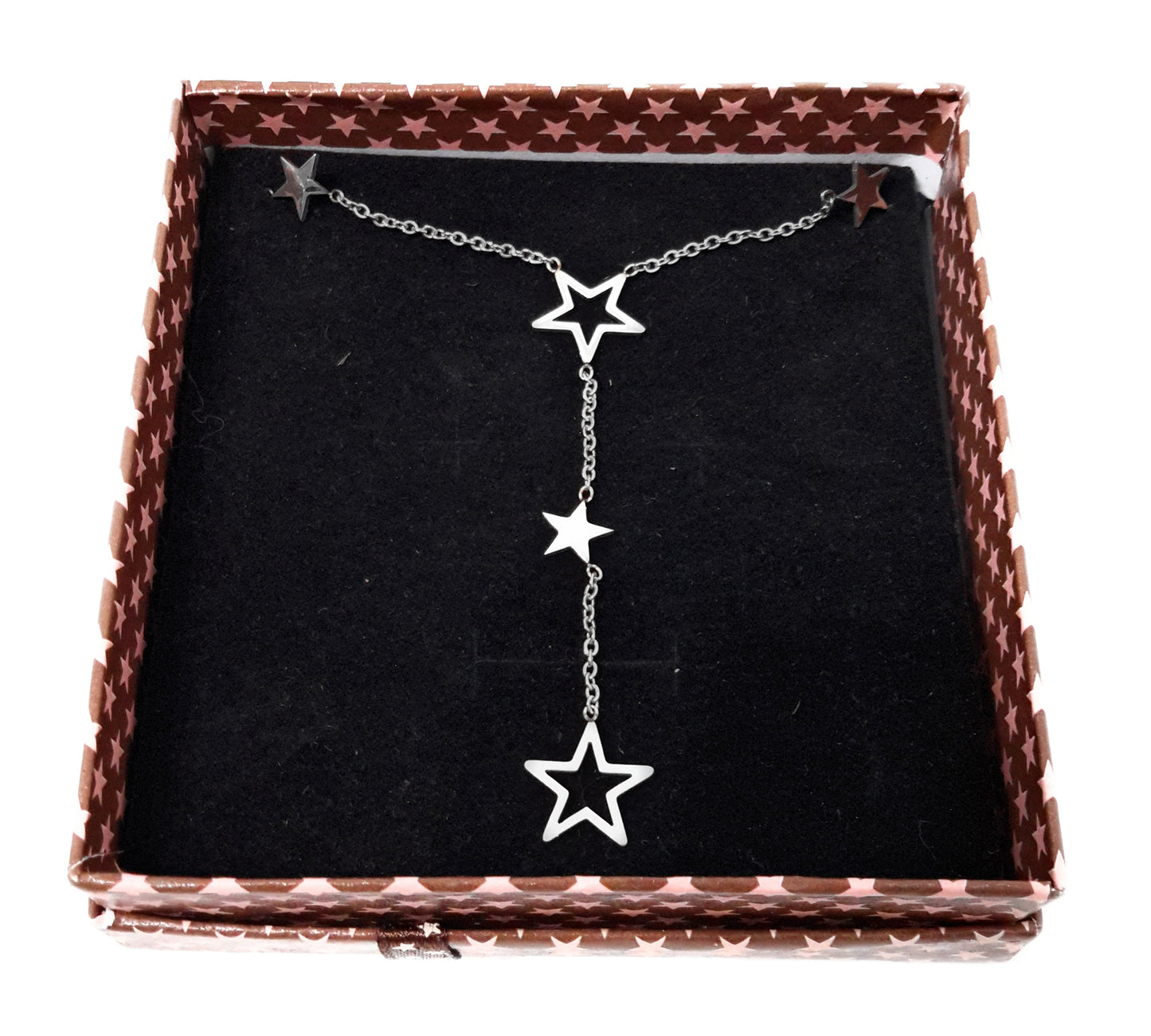 Gargantilla Forma Y · Plateado Estrellas