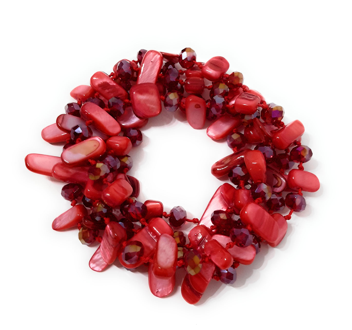 Collar Largo de Nácar · Rojo