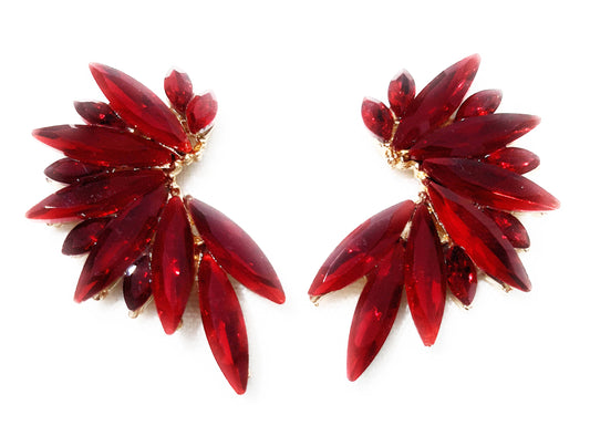 Pendientes Cristales Brillantes · Rojo, Oro