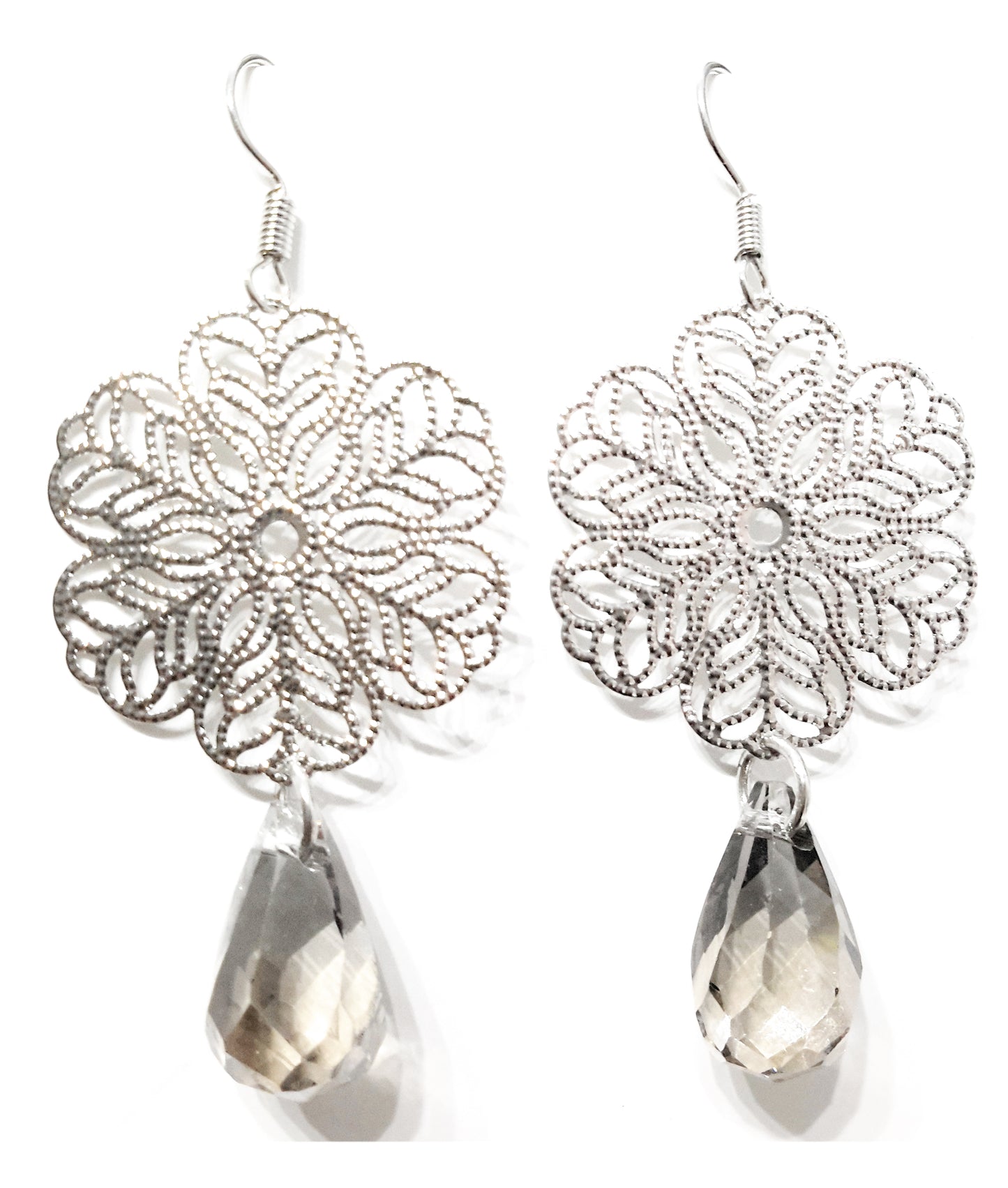 Pendientes Largos Mándala · Plata