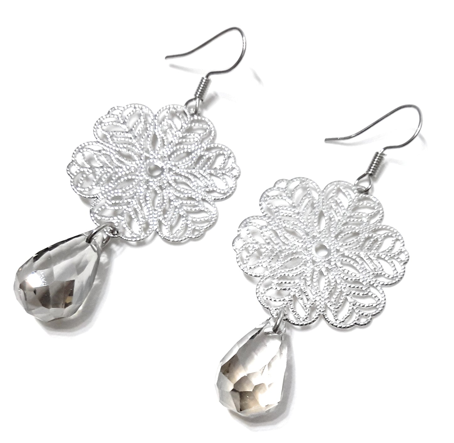 Pendientes Largos Mándala · Plata