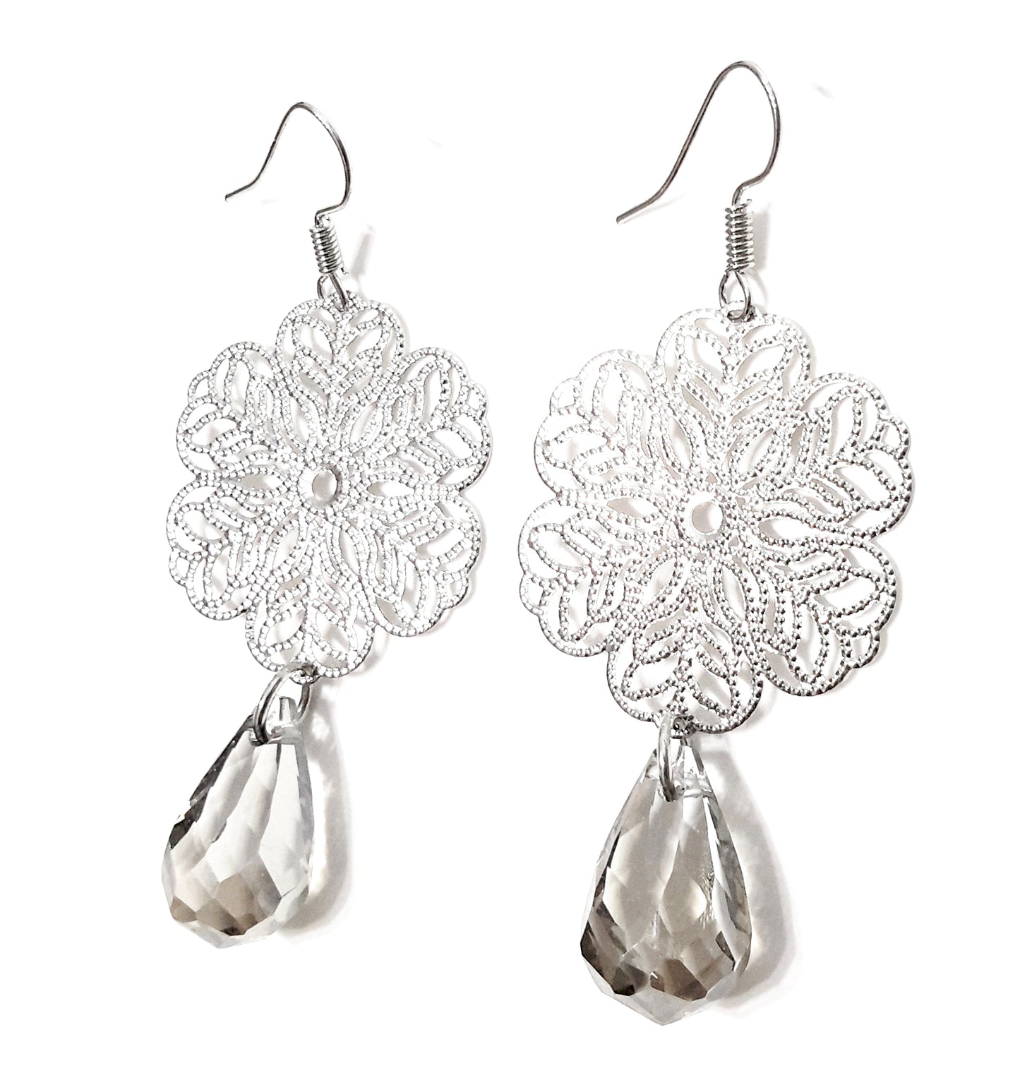 Pendientes Largos Mándala · Plata