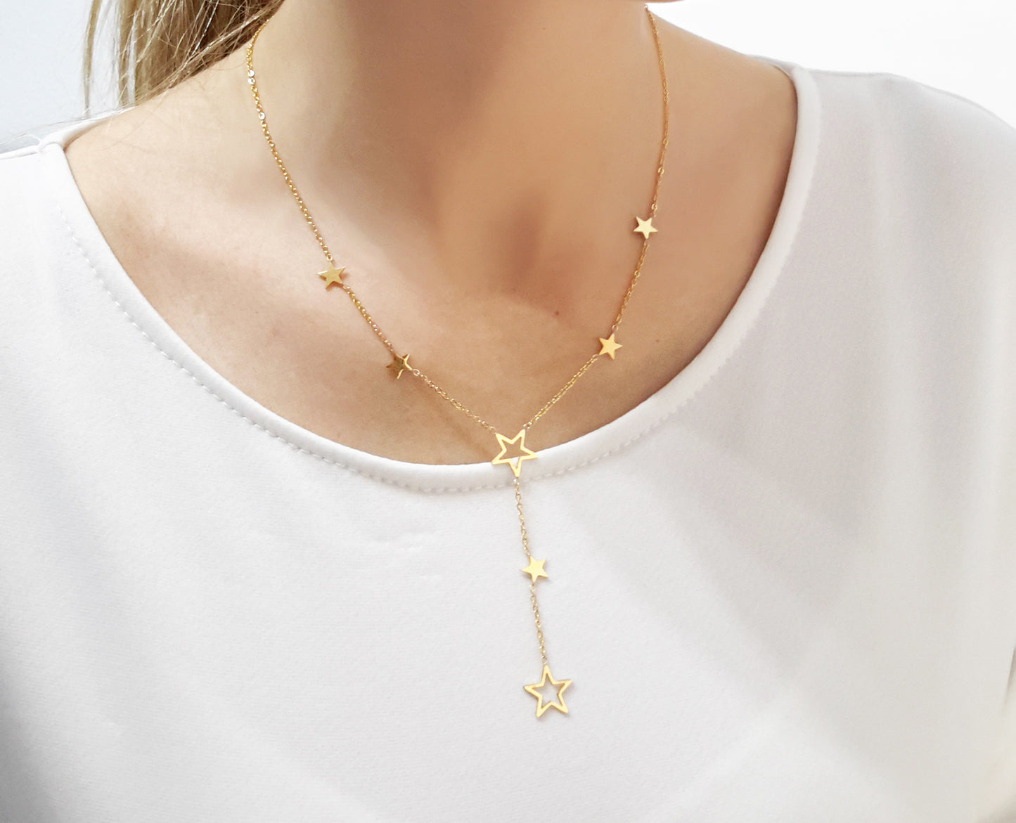 Gargantilla Forma Y · Dorado Estrellas