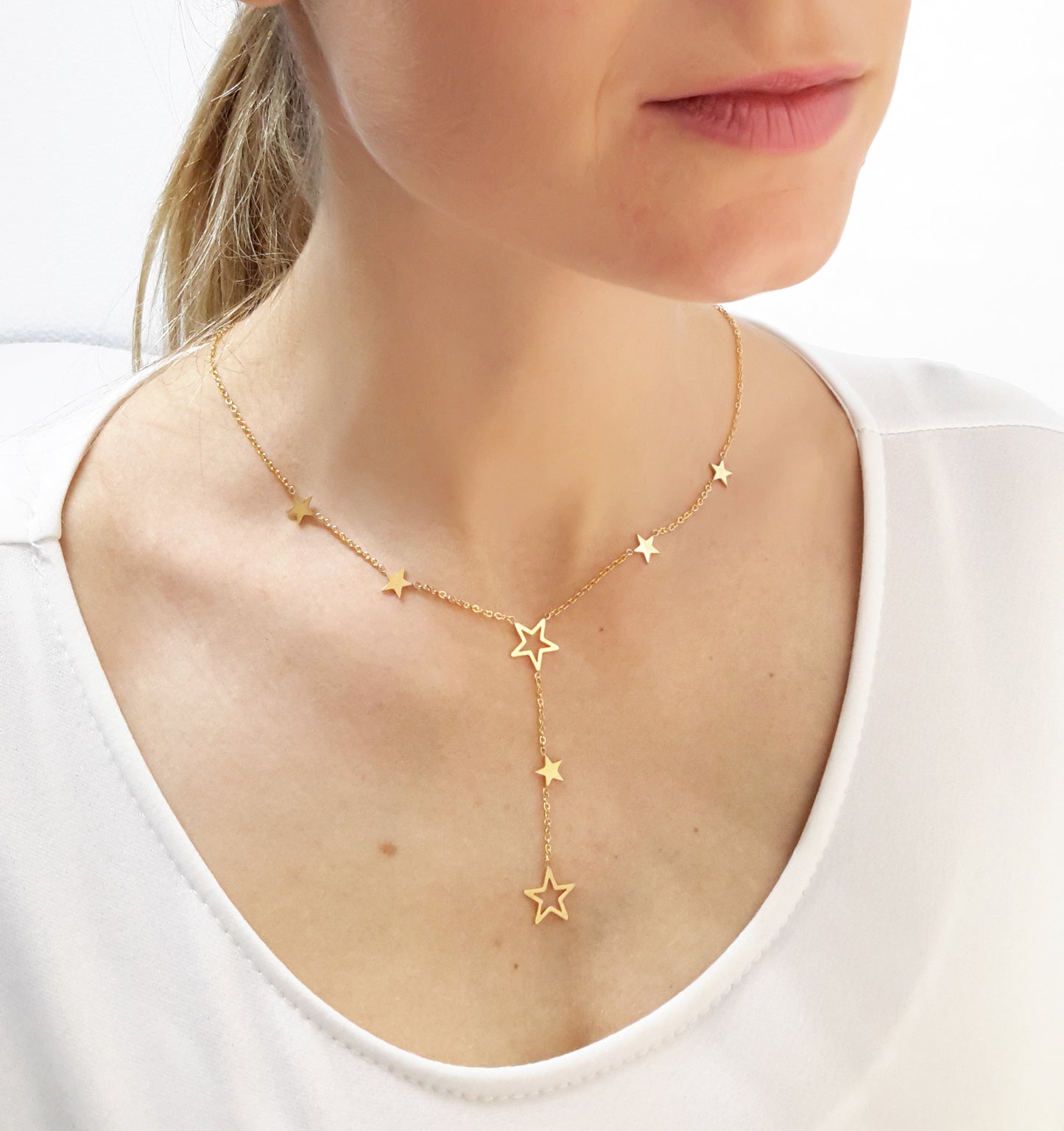 Gargantilla Forma Y · Dorado Estrellas