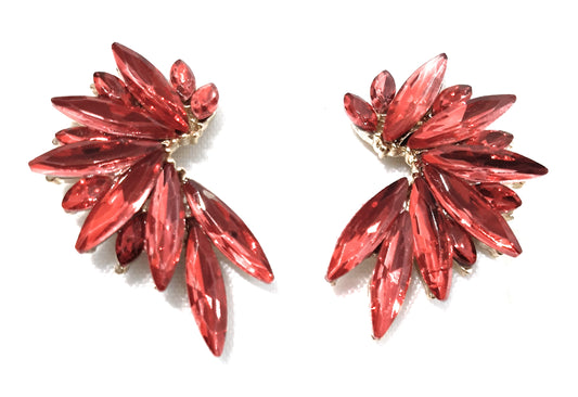 Pendientes Cristales Brillantes · Coral, Oro