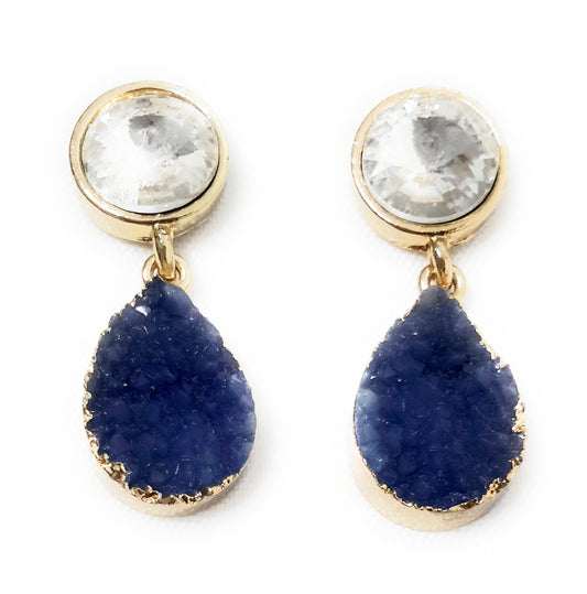 Pendientes Cristal Facetado · Blanco Marino