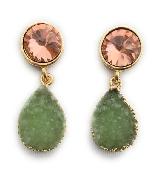 Pendientes Cristal Facetado · Salmón Menta