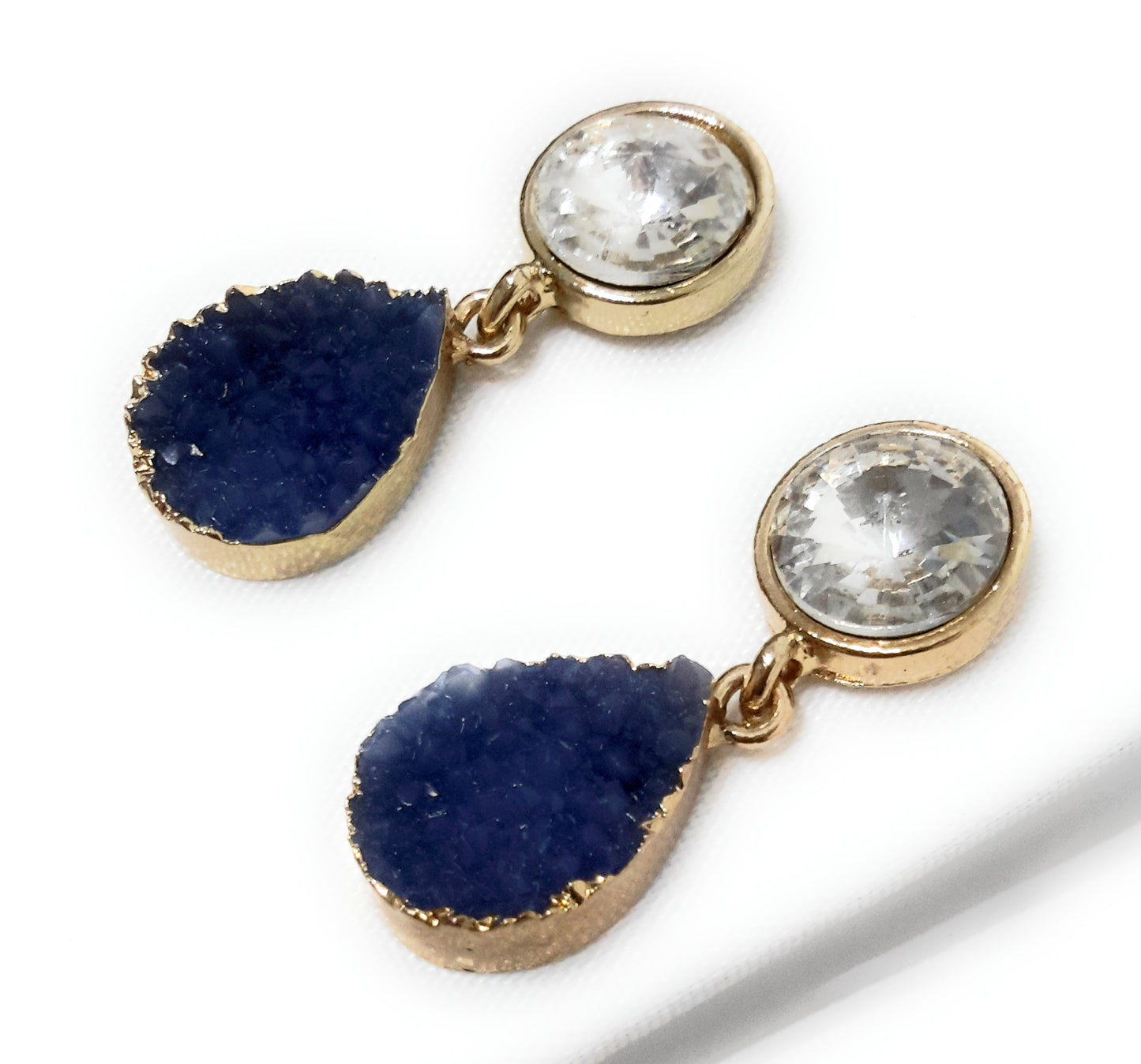 Pendientes Cristal Facetado · Blanco Marino