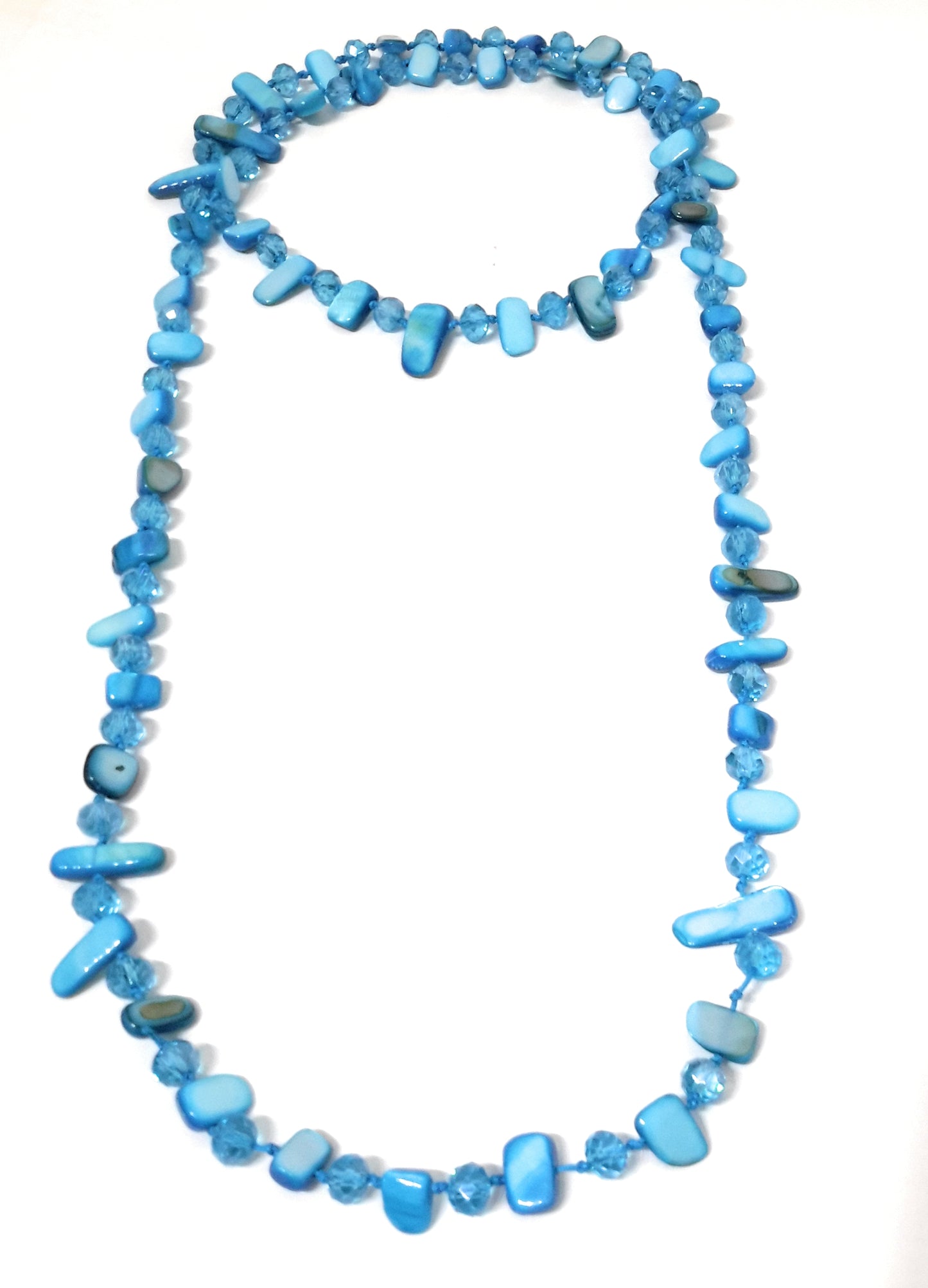 Collar Largo de Nácar · Azul Claro
