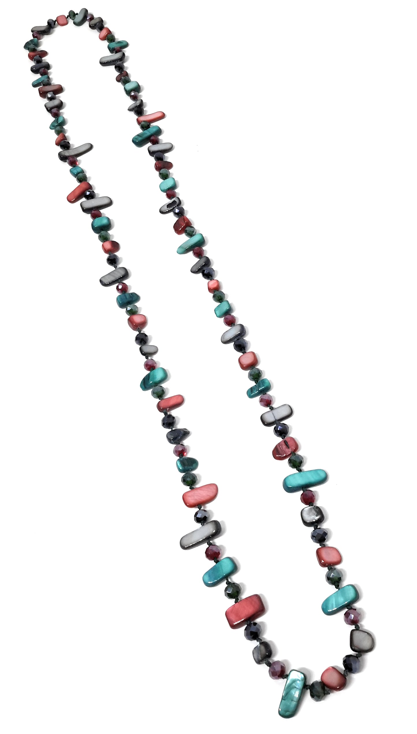 Collar Largo de Nácar · Burdeos Turquesa