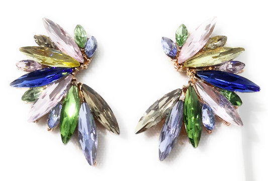 Pendientes Cristales Brillantes · Multicolor Tonos Pasteles, Oro