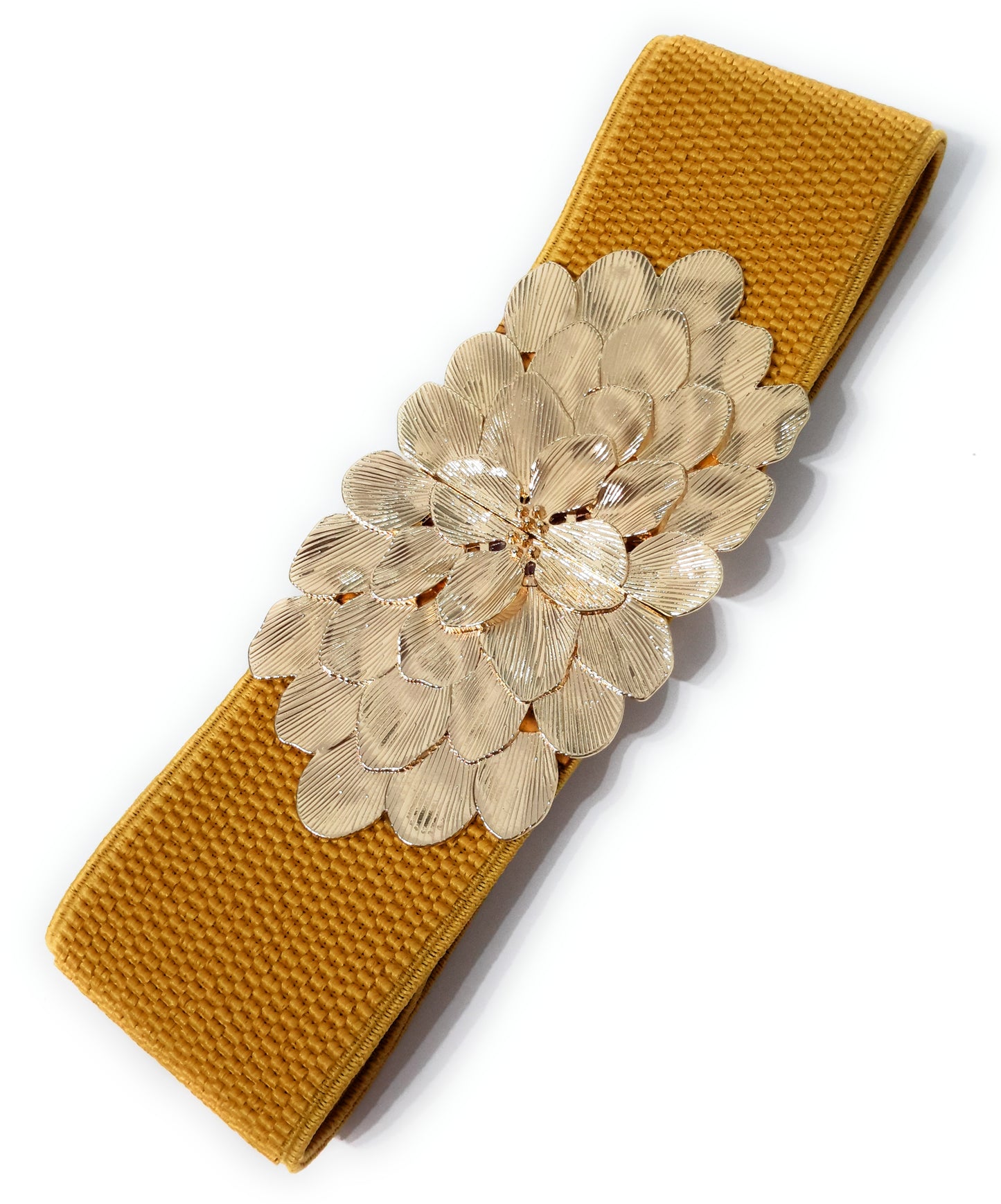 Cinturón Elástico Cierre Dorado · Mostaza