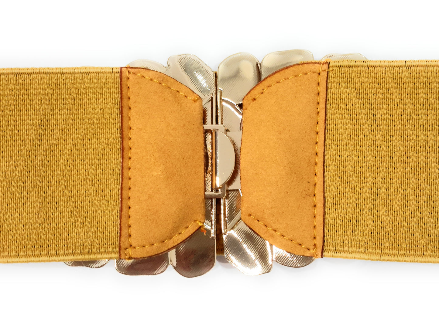 Cinturón Elástico Cierre Dorado · Mostaza