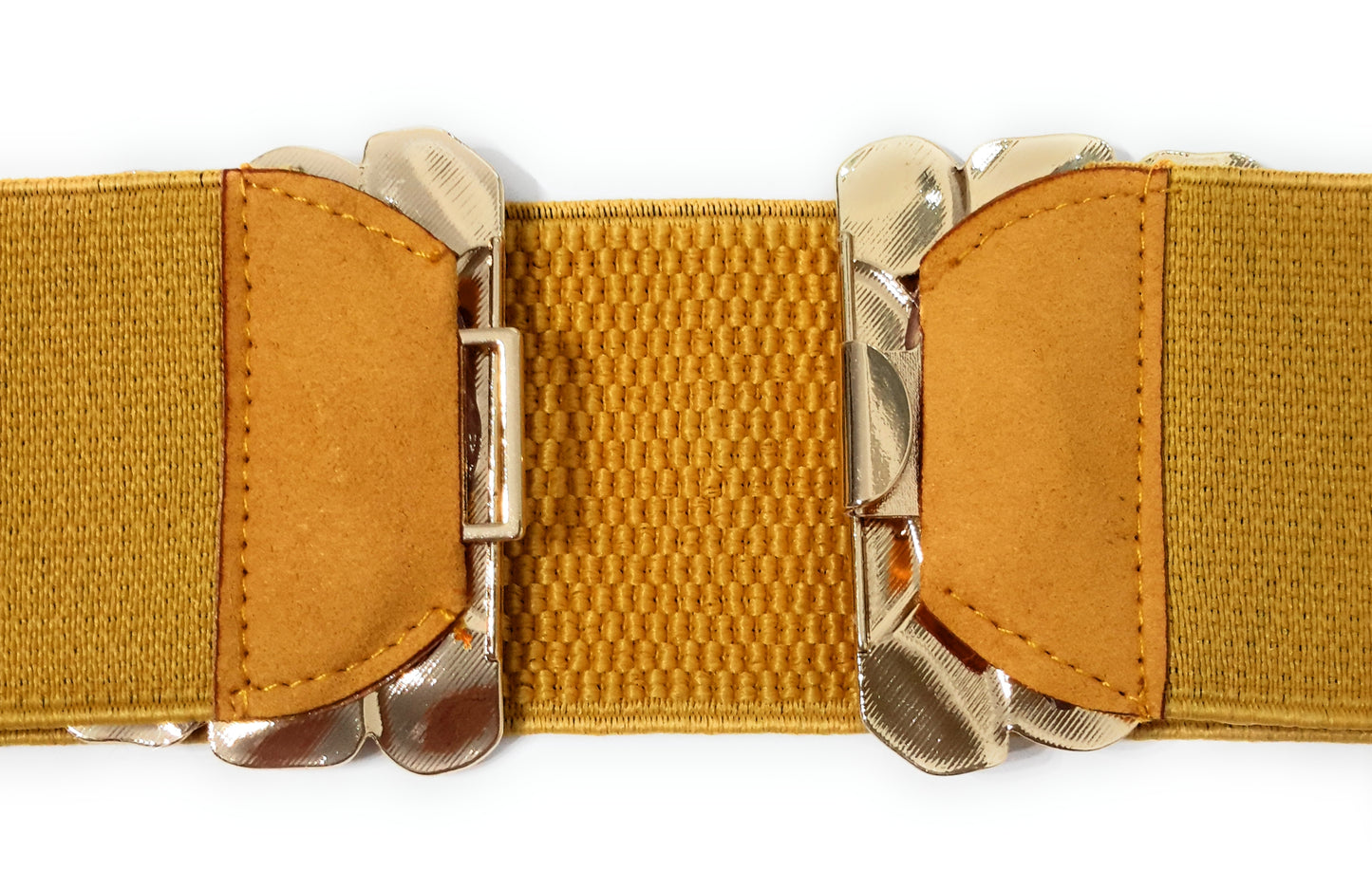 Cinturón Elástico Cierre Dorado · Mostaza