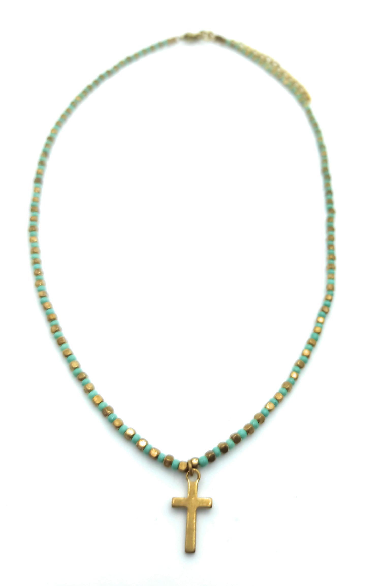 Collar con Cuentas · Verde Agua Cruz