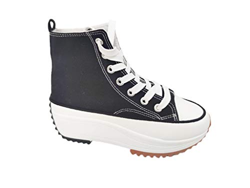 Zapatillas Altas Maxi Plataforma · Lona Negro (T.37 · T.39)