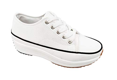 Zapatillas Bajas Maxi Plataforma · Blanco Filo Negro (T.38 - T.40)