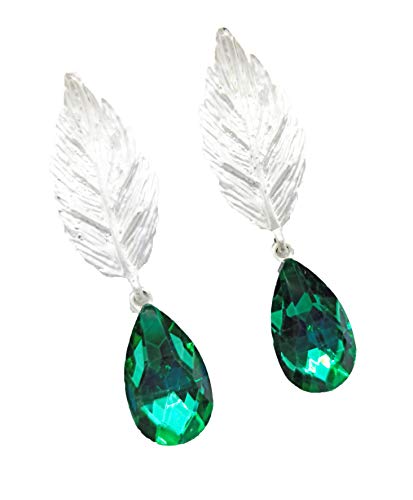 Pendientes Hoja · Verde Esmeralda, Plata