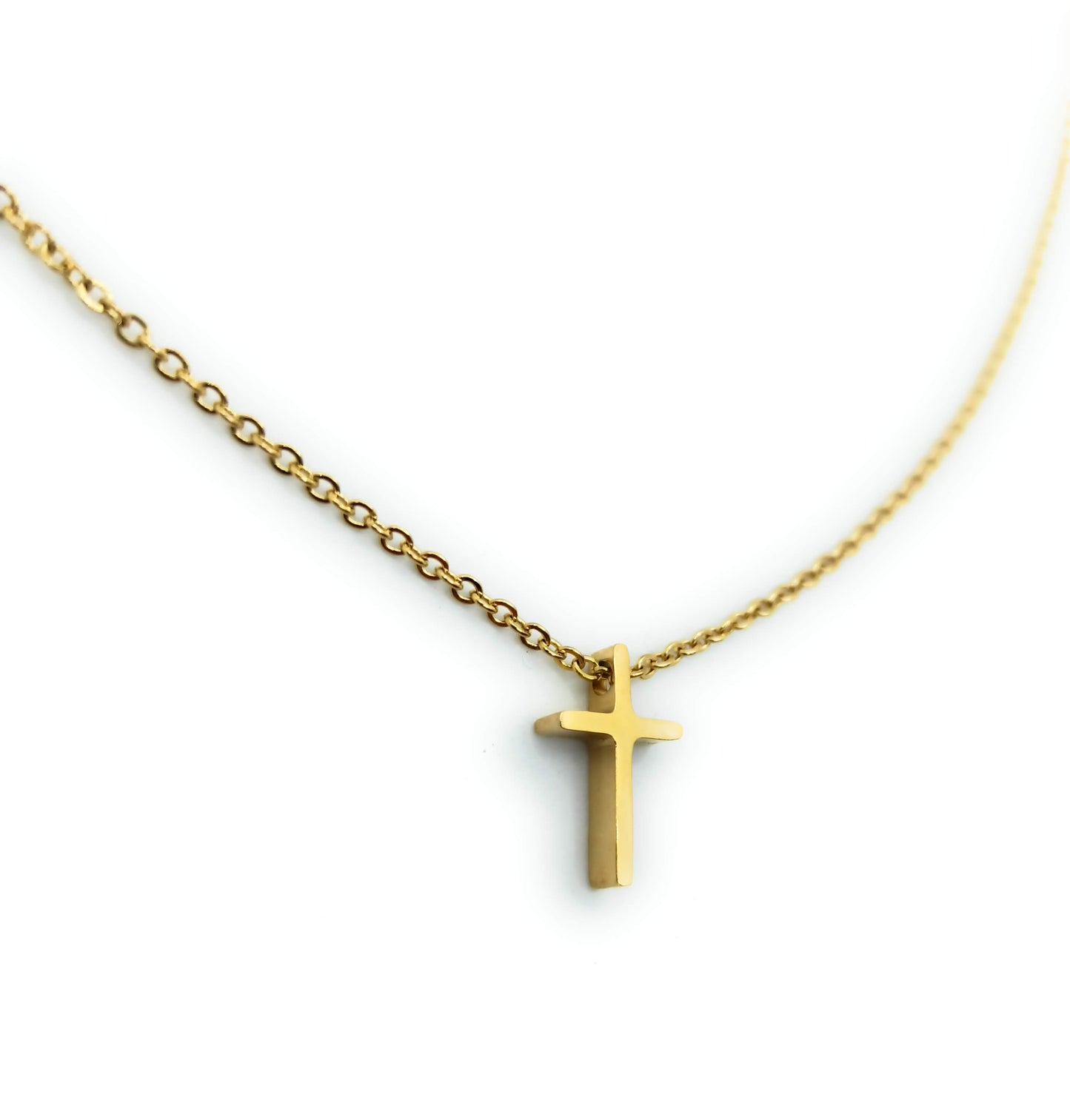 Collar Corto dorado Gargantilla · Cruz Dorado 3D
