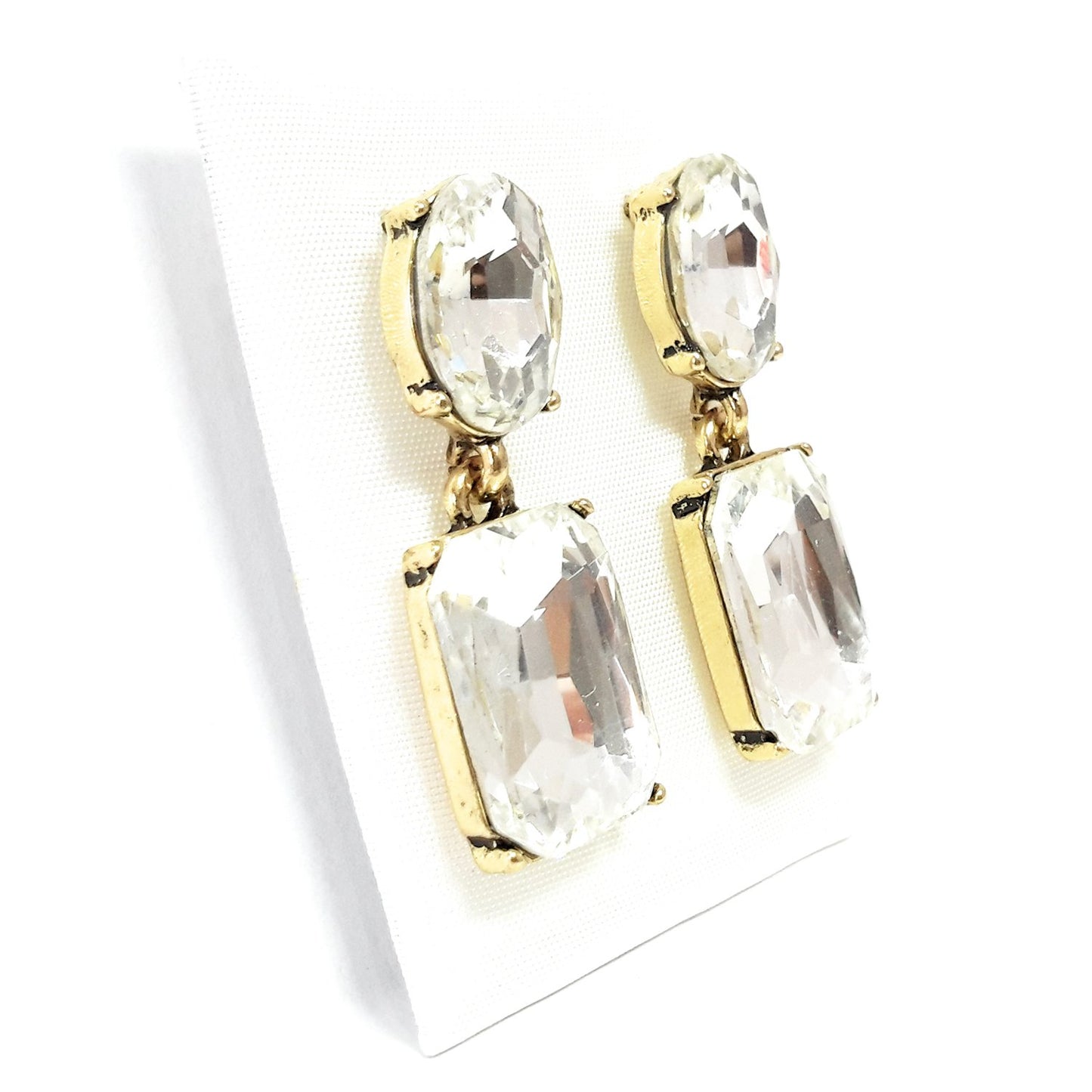 Pendientes Cristales Facetados Brillantes · Blanco Brillo