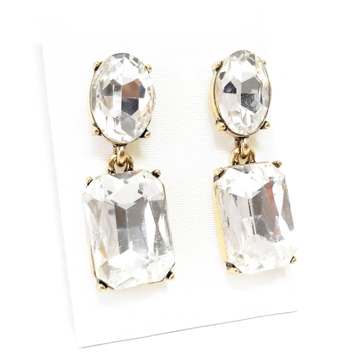 Pendientes Cristales Facetados Brillantes · Blanco Brillo