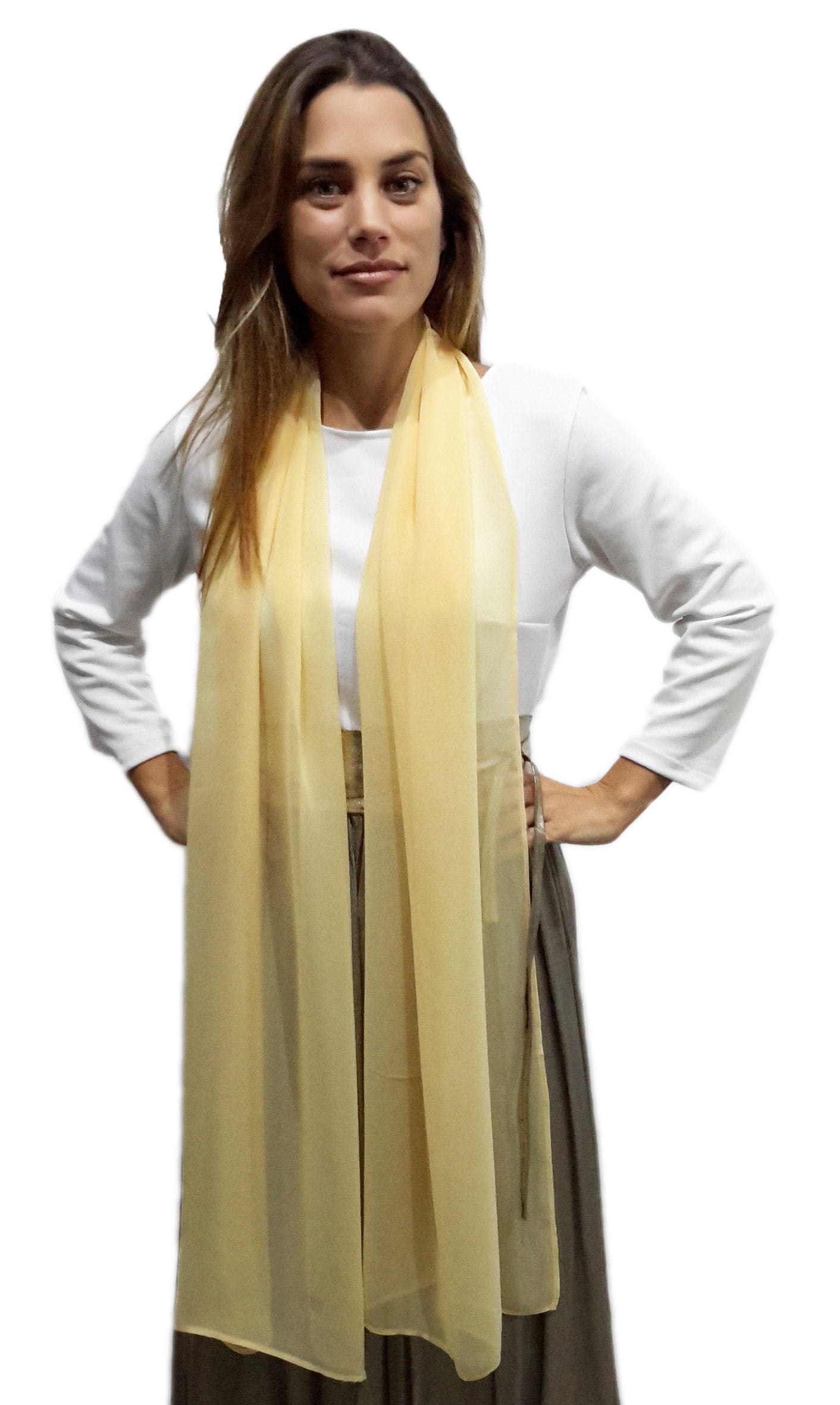 Chal Grande de Chifón – Ligero, Elegante y Hecho en España · Amarillo (50x200cm) última unidad!