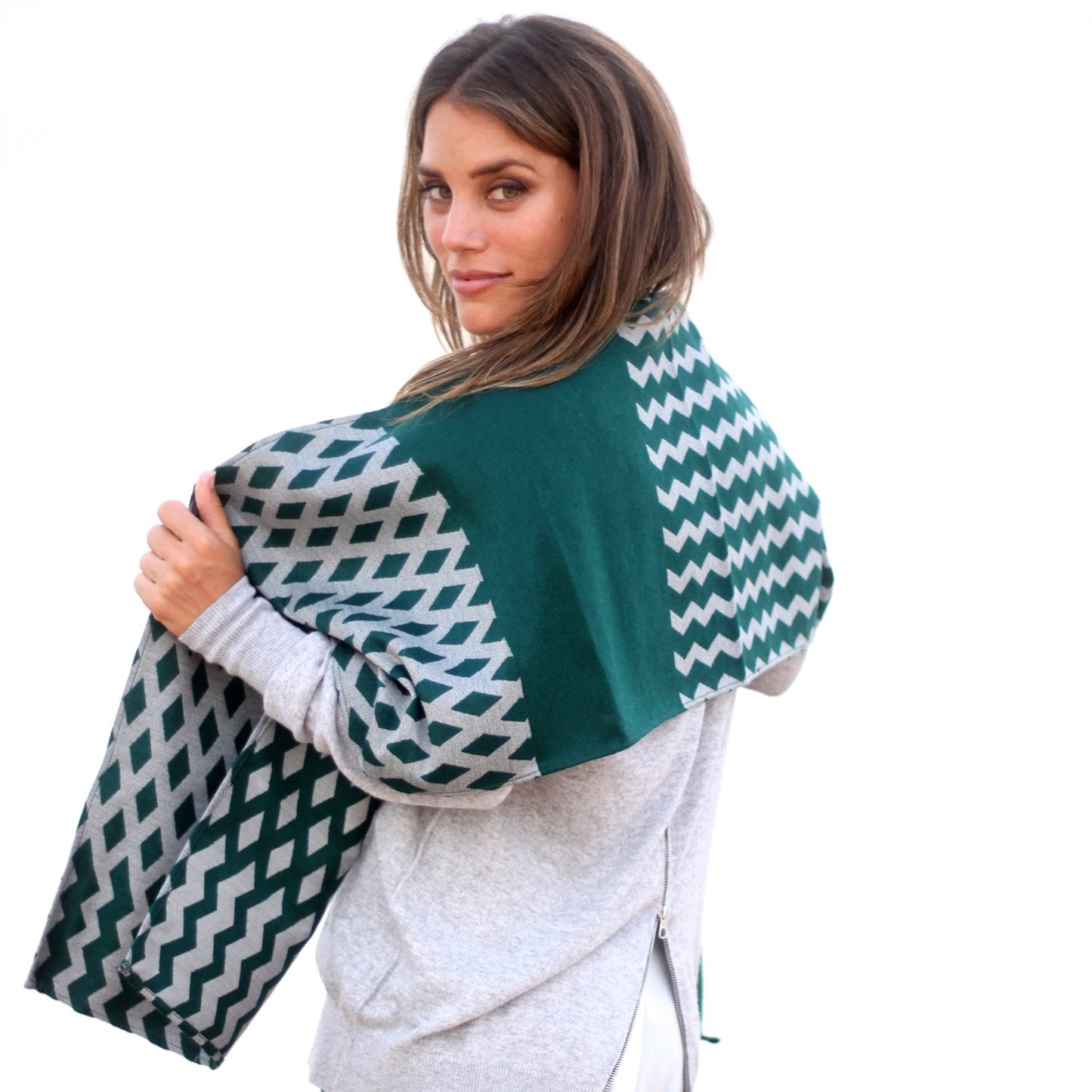 Chal Verde Gris · Rombos (50x150cm)