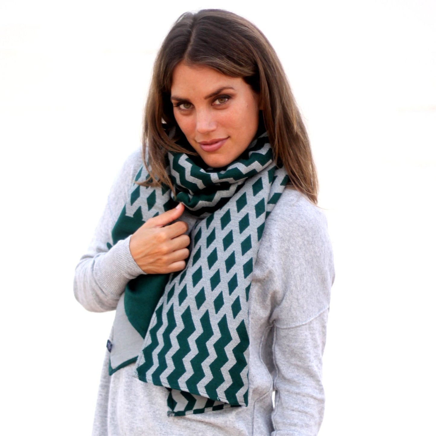 Chal Verde Gris · Rombos (50x150cm)