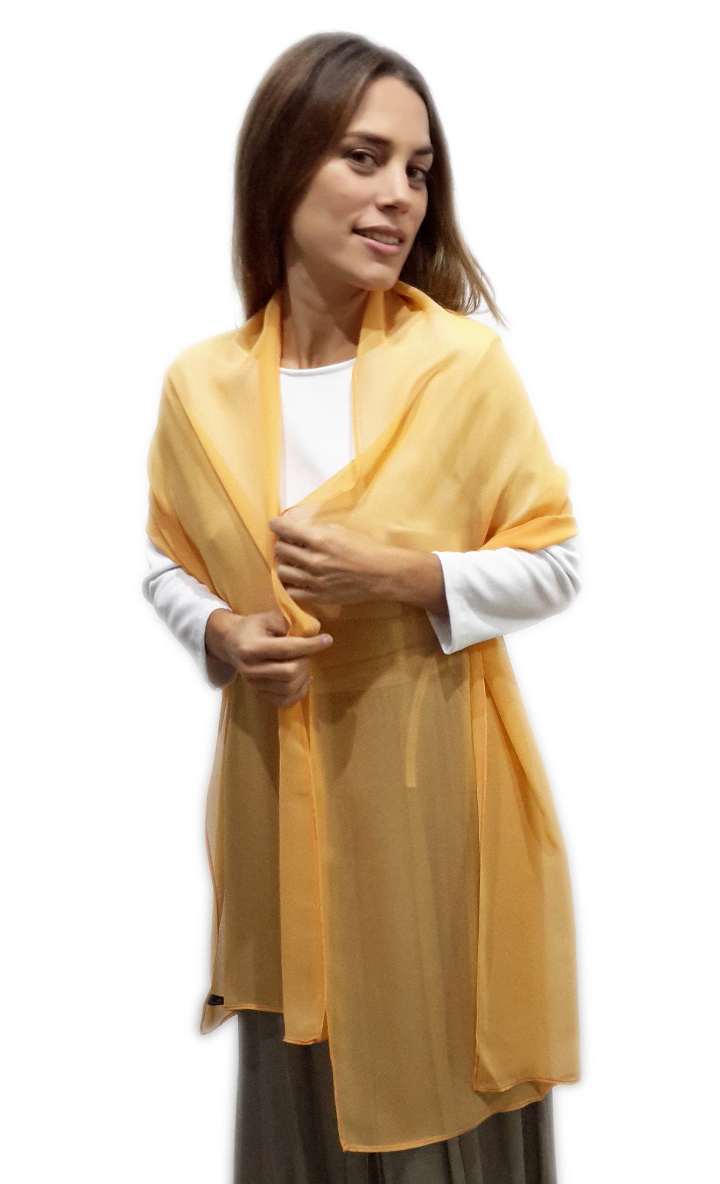 Chal Grande de Chifón – Ligero, Elegante y Hecho en España · Naranja (50x200cm)