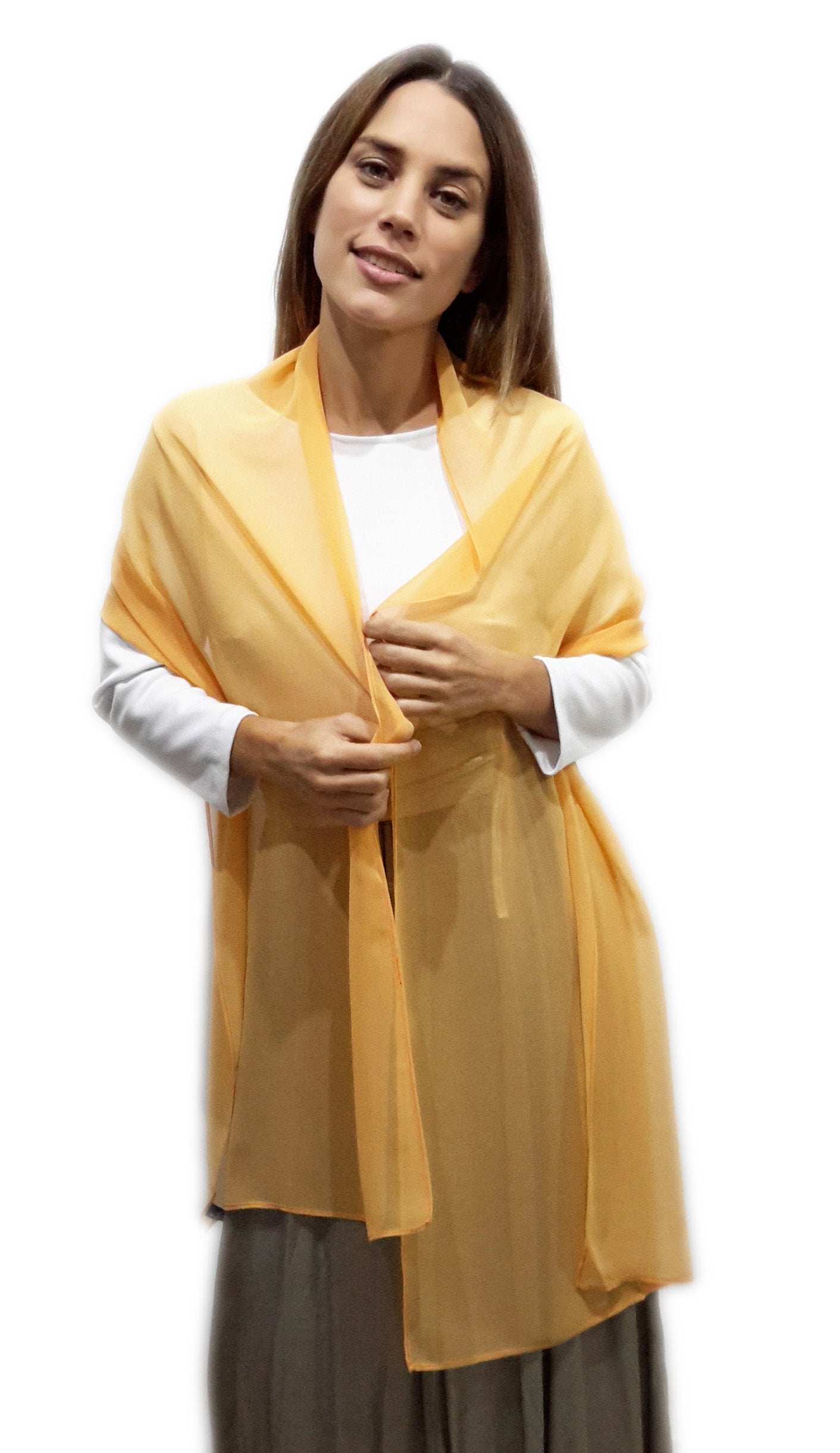 Chal Grande de Chifón – Ligero, Elegante y Hecho en España · Naranja (50x200cm)
