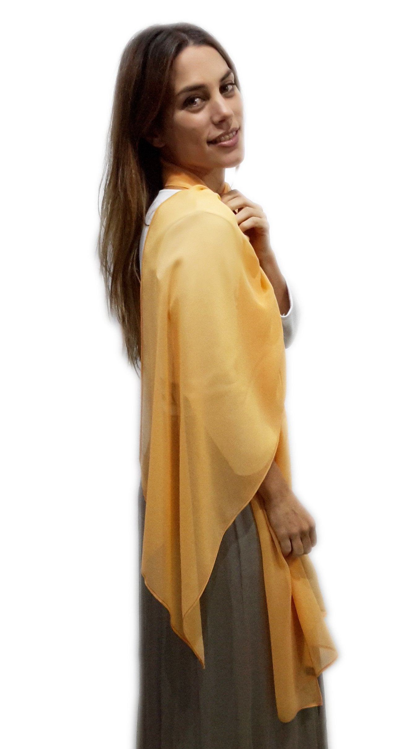 Chal Grande de Chifón – Ligero, Elegante y Hecho en España · Naranja (50x200cm)