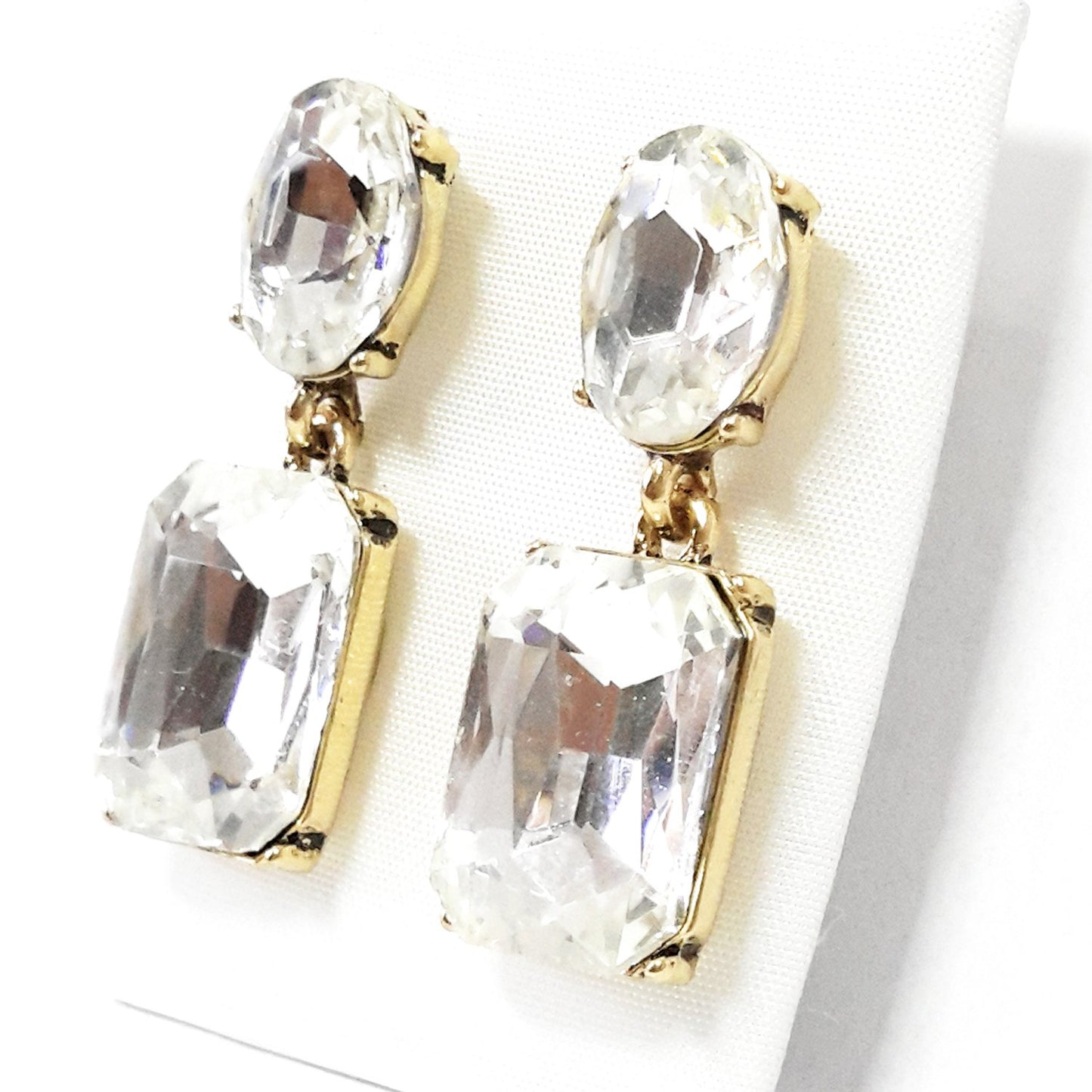 Pendientes Cristales Facetados Brillantes · Blanco Brillo